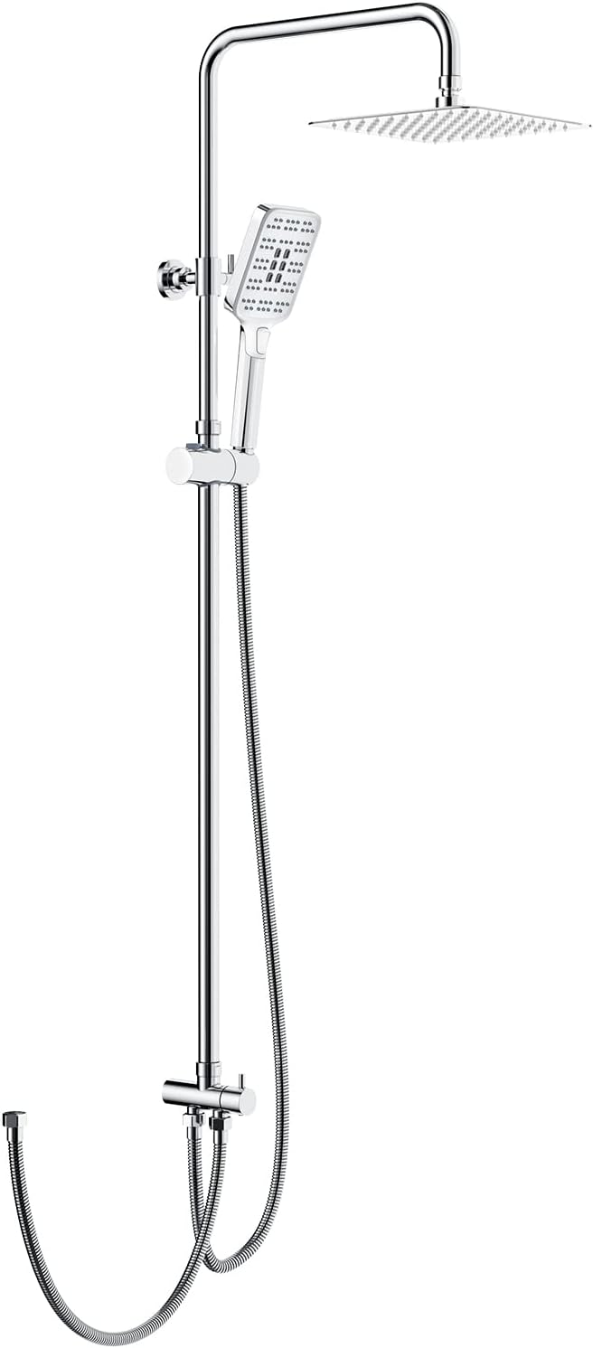 Vierkante Regendouche – Douche Systeem – Douche Set – Regendoucheset – Handdouche – 30x30 cm – 3-standen Handdouche – Verstelbare RVS Doucherail