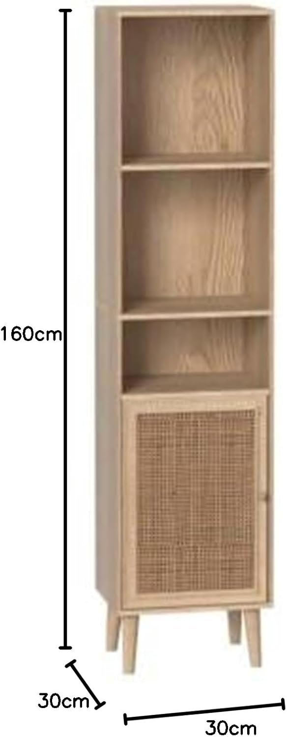 HOME DECO FACTORY, HD0225, 1-deurskolom, Bali-model, Natural Crush-collectie, meubel, kast, badkamermeubel, 40 x 160 x 30 cm, bruin - QUORE