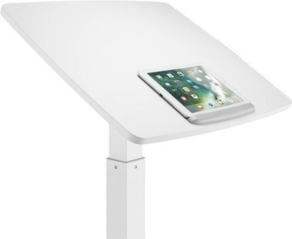 Maclean MC-892 in hoogte verstelbare laptoptafel met wielen zit-sta-bureau gasveer in hoogte verstelbaar tot max. 113 cm 30 graden kantelbaar belastbaar tot 8 kg (witte kleur)