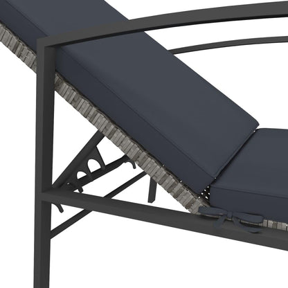 vidaXL Sun lounger with cushion poly rattan grey, lounger, terrace lounger, garden bed, patio chair, terrace lounger, garden chair, garden lounger, garden furniture - QUORE