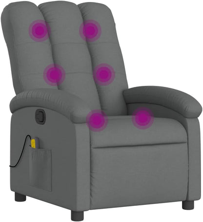 Massage Relaxstoel – Massagestoel – Relaxfauteuil – Verstelbare Stoel – Zithoekstoel – 6 Massagepunten – Donkergrijze Polyester Bekleding