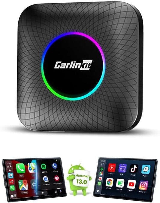 Draadloze CarPlay Adapter – Android Auto Interface – AIBox Module – Auto Multimedia Adapter – Bedrade CarPlay Upgrade – 8GB RAM + 128GB Opslag – Android 13.0 Systeem