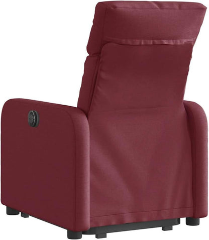 Relaxstoel – Fauteuil – Ligstoel – Tv-Stoel – Opstahulpstoel – Elektrische Opstahulp – Handmatige Ligfunctie – Wijnrode Stof