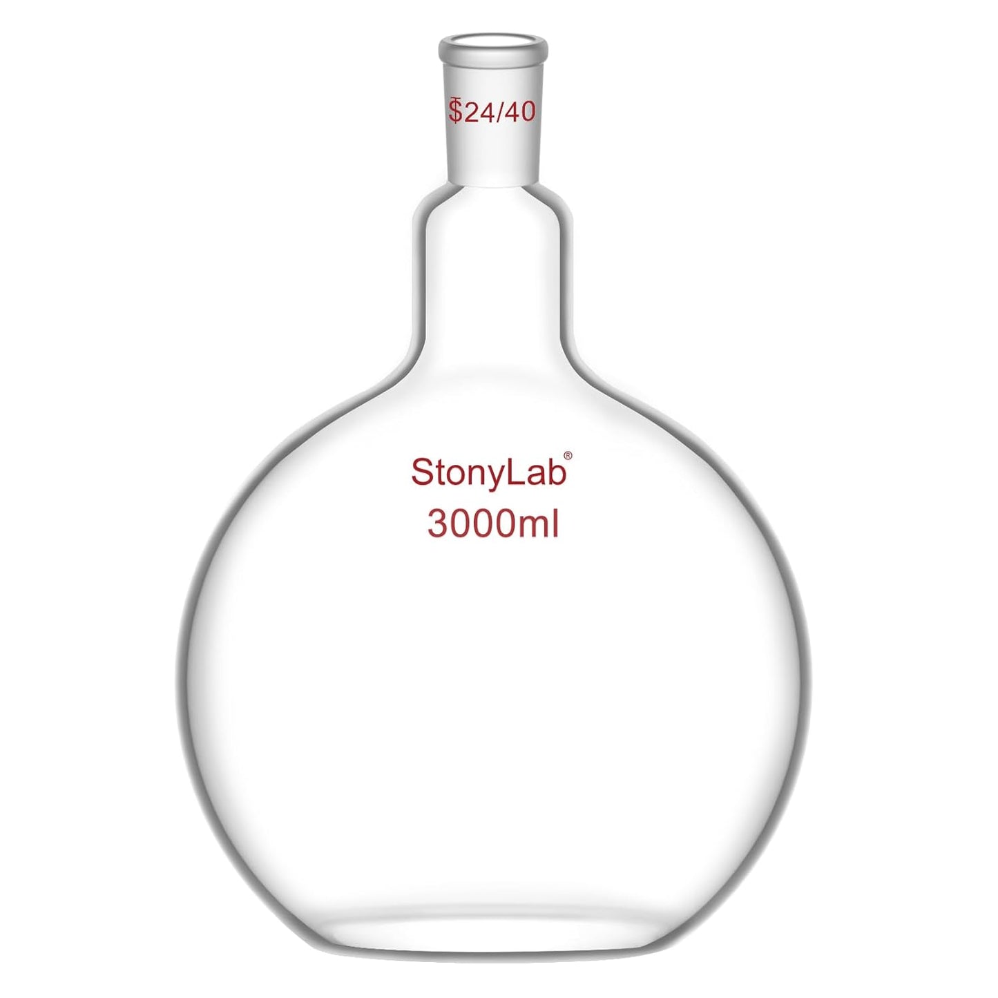 Kookkolf met platte bodem – Bolkolf – Laboratoriumkolf – Destillatiekolf – Refluxkolf – 3000 ml – Borosilicaatglas 24/40