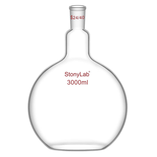 Kookkolf met platte bodem – Bolkolf – Laboratoriumkolf – Destillatiekolf – Refluxkolf – 3000 ml – Borosilicaatglas 24/40