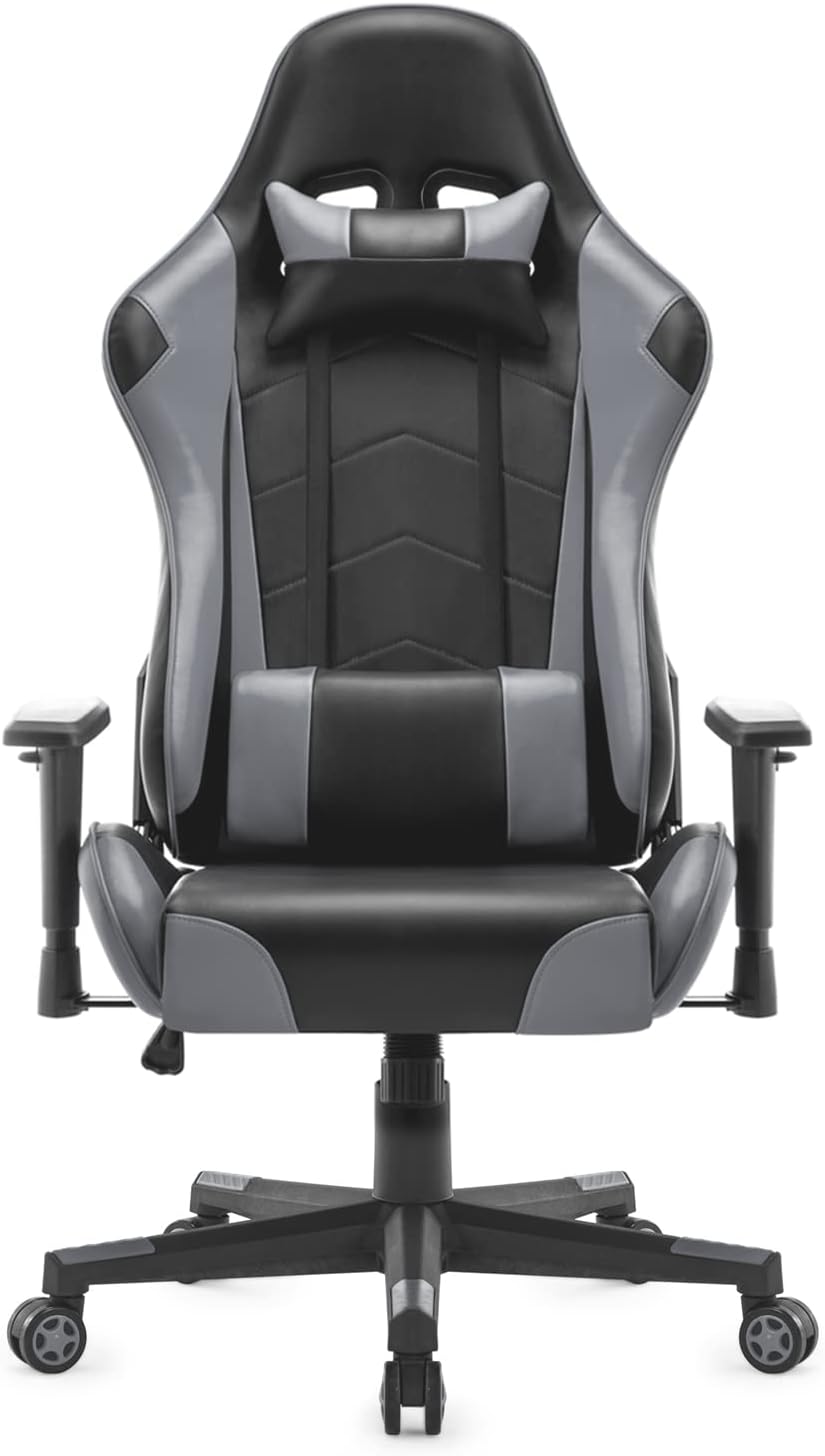 IntimaTe WM Heart Gaming stoel, ergonomische bureaustoel, verstelbare bureaustoelen, verstelbare racestoelen, pc-gamingstoel met hoge rugleuning met armen en rugsteun,52 * 54 * 14,Grijs