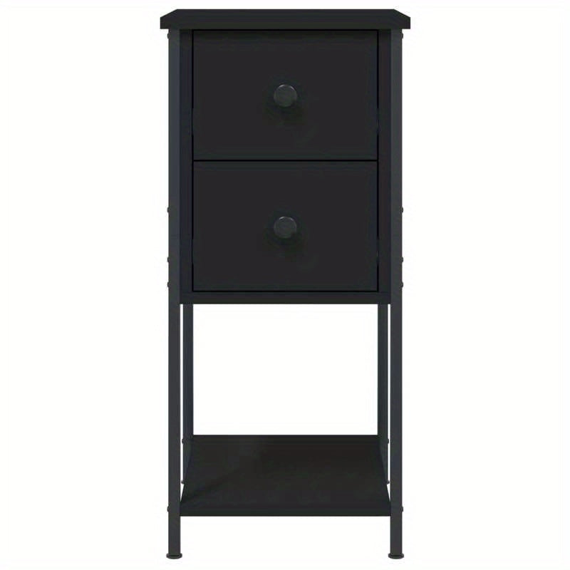 Nachtkastje – Bijzettafel – Bedkastje – Opbergkastje – Zwart – Hardhout En Bewerkt Hout – 32x42x70 cm – Multifunctioneel En Duurzaam