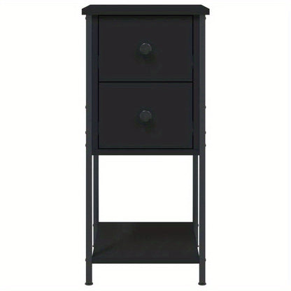 Nachtkastje – Bijzettafel – Bedkastje – Opbergkastje – Zwart – Hardhout En Bewerkt Hout – 32x42x70 cm – Multifunctioneel En Duurzaam