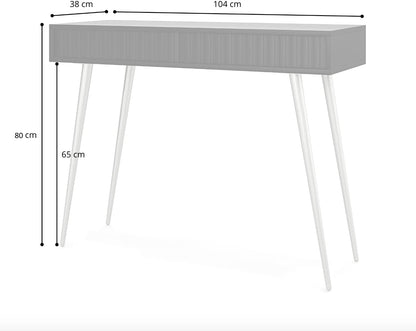 Selsey Make-uptafel make-uptafel kaptafel cosmeticatafel 104 cm met 2 laden Bello wit gouden poten