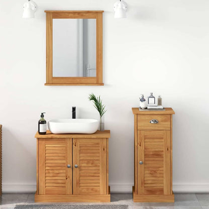 vidaXL Bathroom Storage Set Honey Brown Washbasin Cabinet Mirror Cabinet Rustic Style Solid Pine Wood 37 x 34 x 80 cm Spacious Wall Mounted Heat Resistant Antique Metal Knobs For Indoor Use Only - QUORE