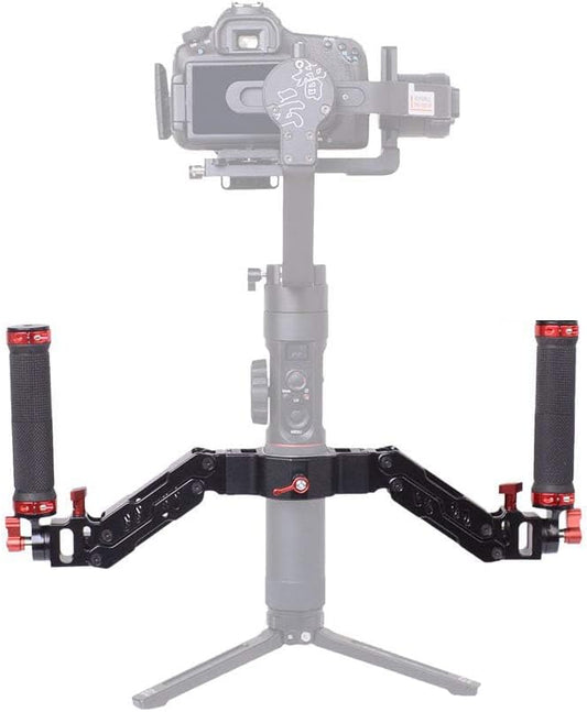 DF DIGITALFOTO ARES Z-as veer dubbele handgreep, flexibele demping afneembare dubbele handgreep gimbal, compatibel met ZHIYUN Crane 2 MOZA FEIYU DJI Ronin S/S2/RS3/RS3 Pro 3-assige gimbal