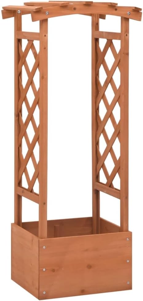 Planter with Trellis Outdoor Garden 49 x 39 x 117 cm Pine Wood - QUORE
