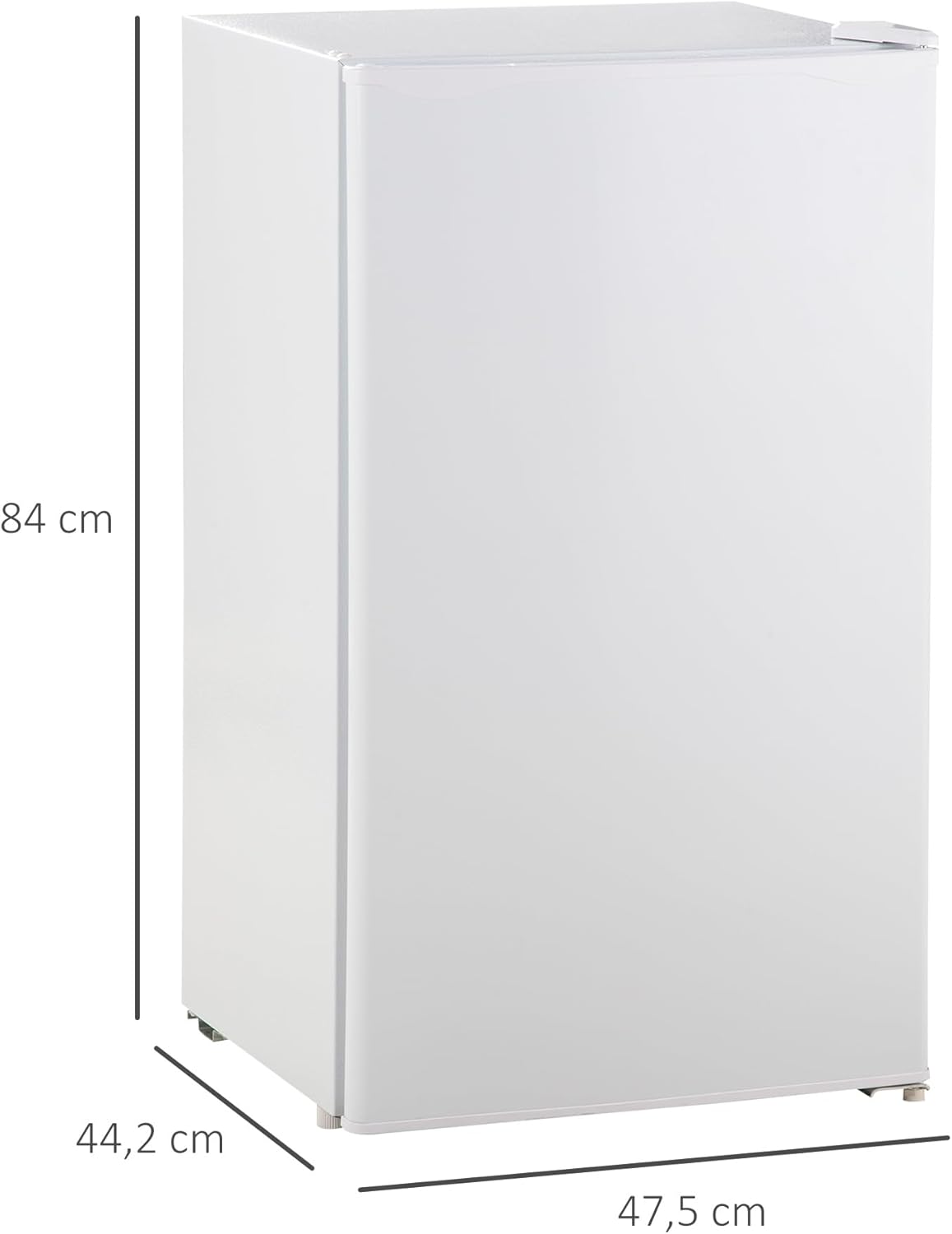 HOMCOM 91L koelkast met vriesvak 81L+10L, kleine koelkast met groentelade, eierrek, ijsbakje, verstelbare temperatuurregeling voor slaapzaal, kantoor, slaapkamer, wit