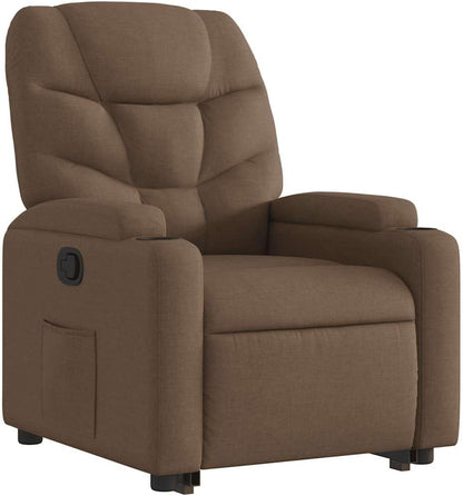 Relaxstoel – Opstahulp Stoel – Tv Stoel – Ligstoel – Fauteuil – Handmatig Verstelbare Ligfunctie – Bruine Stof