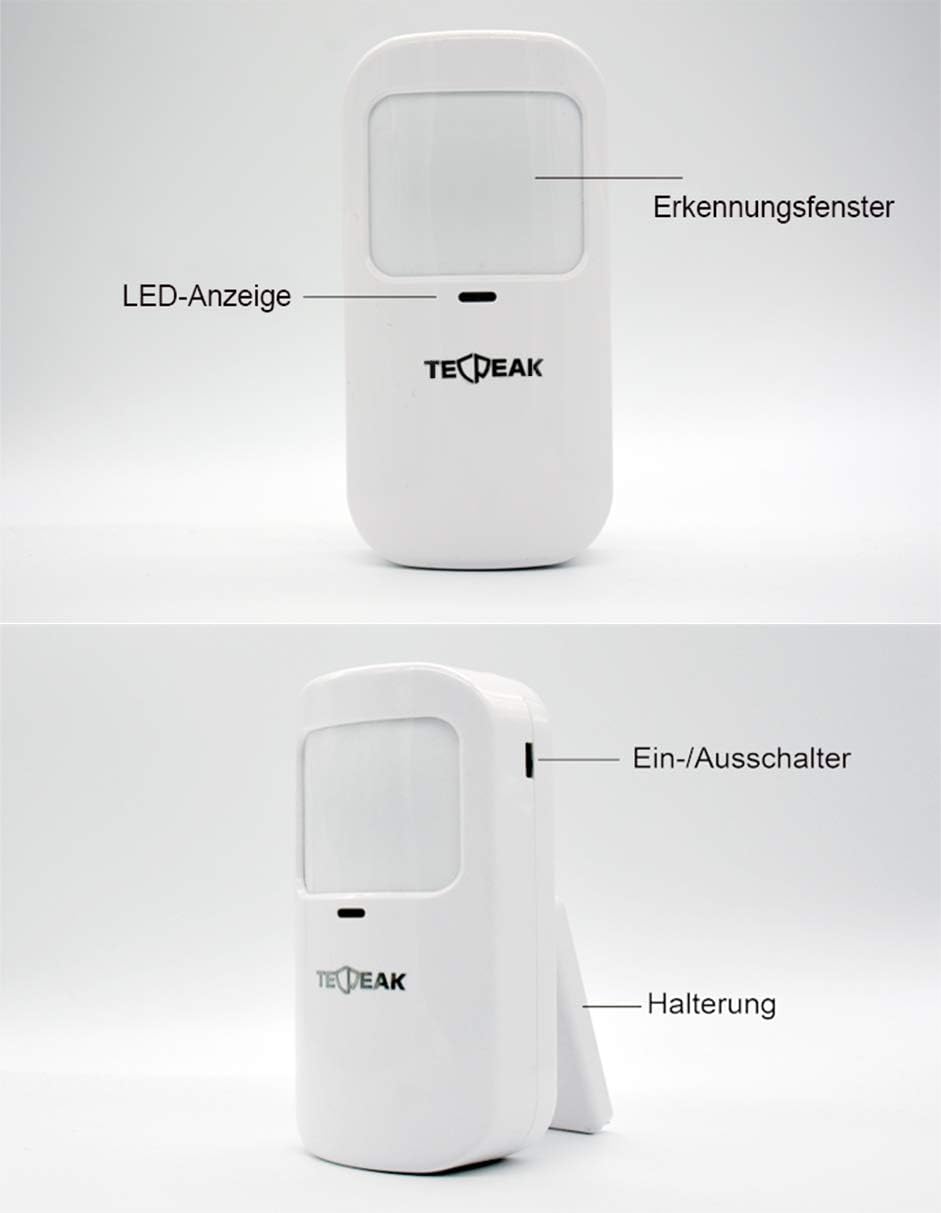 TECPEAK alarminstallatie, compleet systeem voor woning met alarmsirene, huisbeveiligheidsset incl. Raamalarm, deuralarm, bewegingsmelder, afstandsbediening, dag, SOS-huisnoodsituatie voor senioren