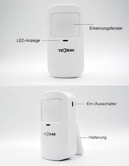 TECPEAK alarminstallatie, compleet systeem voor woning met alarmsirene, huisbeveiligheidsset incl. Raamalarm, deuralarm, bewegingsmelder, afstandsbediening, dag, SOS-huisnoodsituatie voor senioren