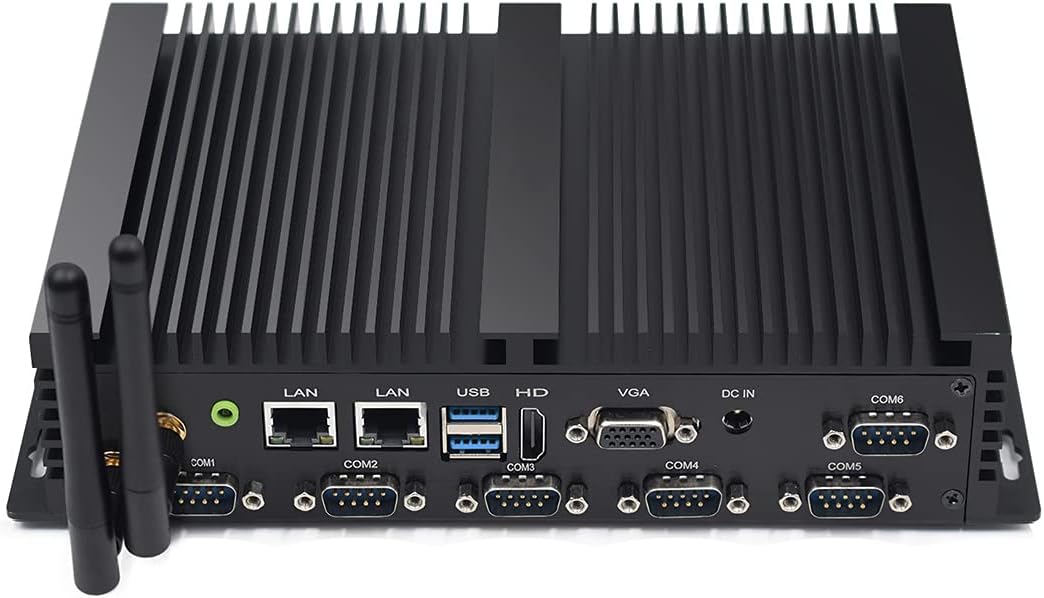 BASOARO Industriële PC Win 10 Fanless PC i5 4200U Mini Desktop Computer, Dual Gigabit RJ45 LAN, 8GB RAM 128GB SSD, HD VGA Dual 4K Display, WiFi, BT, 6 USB