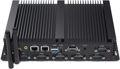 BASOARO Industriële PC Win 10 Fanless PC i5 4200U Mini Desktop Computer, Dual Gigabit RJ45 LAN, 8GB RAM 128GB SSD, HD VGA Dual 4K Display, WiFi, BT, 6 USB