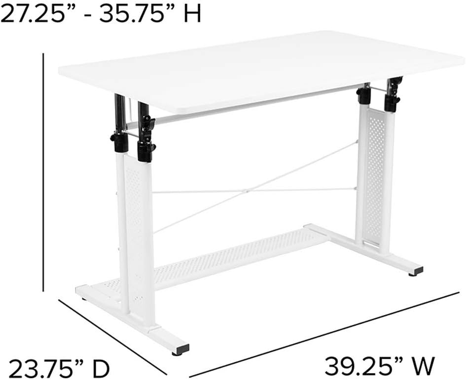 Flash Furniture Zit- en stabureaus, metaal, rustiek, 39,3' B x 23' D x 27'-35' H