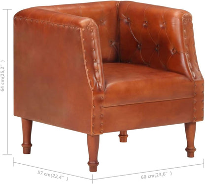 Armchair Brown Genuine Leather Lounge Chair TV Chair Recliner Chair Office Chair for Bedroom Living Room Study Office