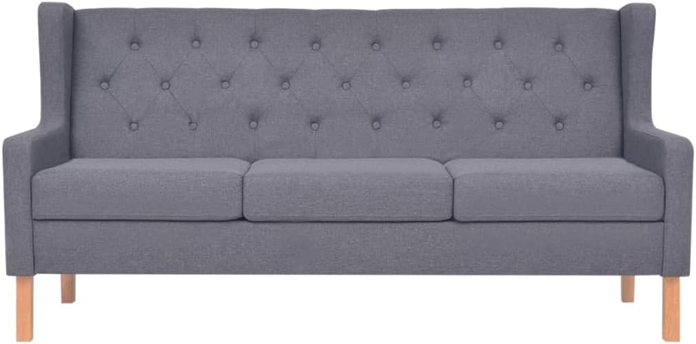 vidaXL Three seater sofa fabric grey, fabric sofa, lounge, living room sofa, fabric sofas, loungers, living room sofas, living room sofas, living room sofas - QUORE
