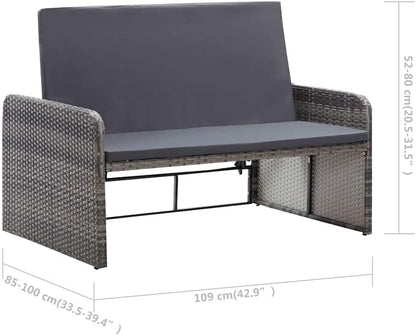 vidaXL Lounge Set with Cushions 2-piece Garden Set Furniture Set Garden Garden Furniture Set Lounge Furniture Set Lounge Furniture Lounger Furniture Poly Rattan Grey - QUORE