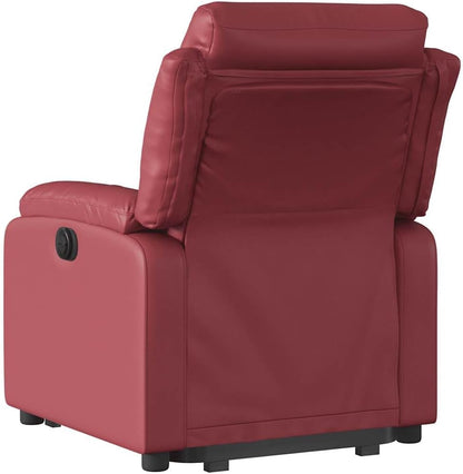 Relaxfauteuil – Sta-Op Stoel – TV Fauteuil – Verstelbare Relaxstoel – Ligstoel – Elektrische Opsta-Ondersteuning – Kunstleren Bekleding Wijnrood