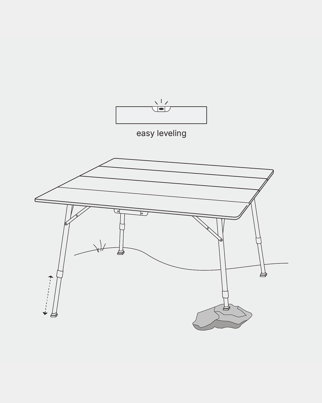 qeedo Kimmy L, Campingtafel met Bamboe Tafelblad, 110 x 110 cm, Hoogte Verstelbaar