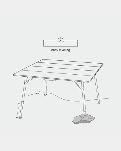 qeedo Kimmy L, Campingtafel met Bamboe Tafelblad, 110 x 110 cm, Hoogte Verstelbaar