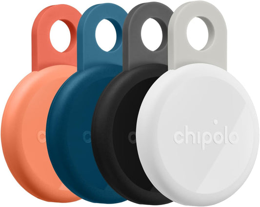 Chipolo LOOP-Oplaadbare Bluetooth tracking tag item locator voor sleutels & tassen, Apple Zoek mijn - compatibel of Google Vind plek, Laat telefoon rinkelen (4 Pack (Mix))