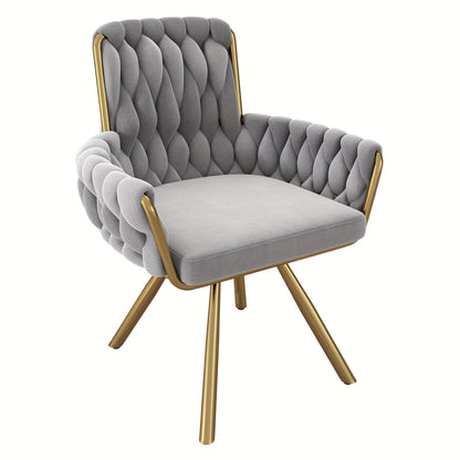 Draaifauteuil – Fauteuil – Loungestoel – Relaxstoel – Zitstoel – Velvet Bekleding – 360° Draaibaar Met Stabiele Metalen Poten – Zacht Grijs