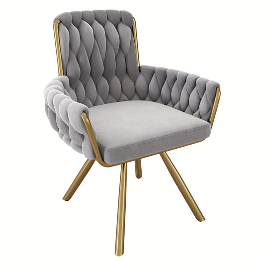 Draaifauteuil – Fauteuil – Loungestoel – Relaxstoel – Zitstoel – Velvet Bekleding – 360° Draaibaar Met Stabiele Metalen Poten – Zacht Grijs