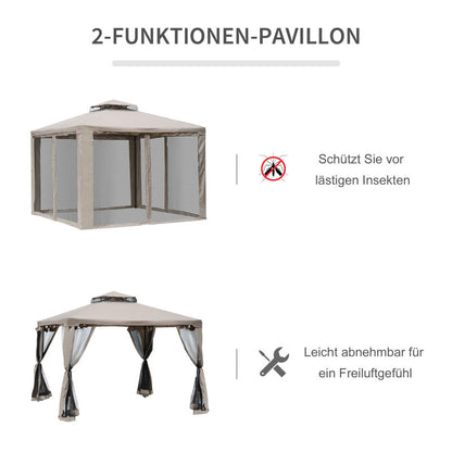 Partytent – Partytent Paviljoen – Tuintent – Feesttent – Tuinpaviljoen – 3x3 Meter – Waterdicht Polyester Dak – Insectenwerende Mesh Zijwanden
