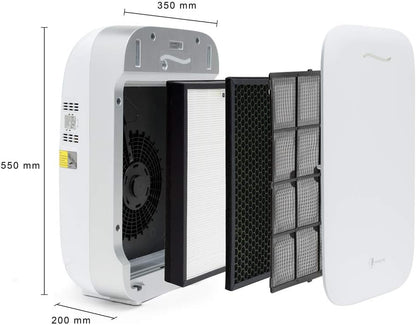 Luchtreiniger – Luchtzuiveraar, Luchtfilter, Luchtzuiveringsapparaat, Ionisator – Voor Ruimtes Tot 80 M² – 5-Traps Filtering Met True HEPA – Stil 16-45 dB Met Nachtmodus