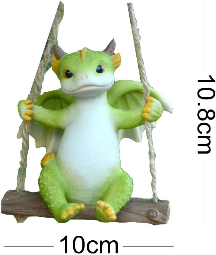 Miniatuur Fairy Garden Drakenfiguren- Swing Draken Standbeeld