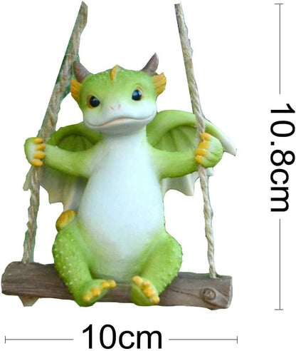 Miniatuur Fairy Garden Drakenfiguren- Swing Draken Standbeeld