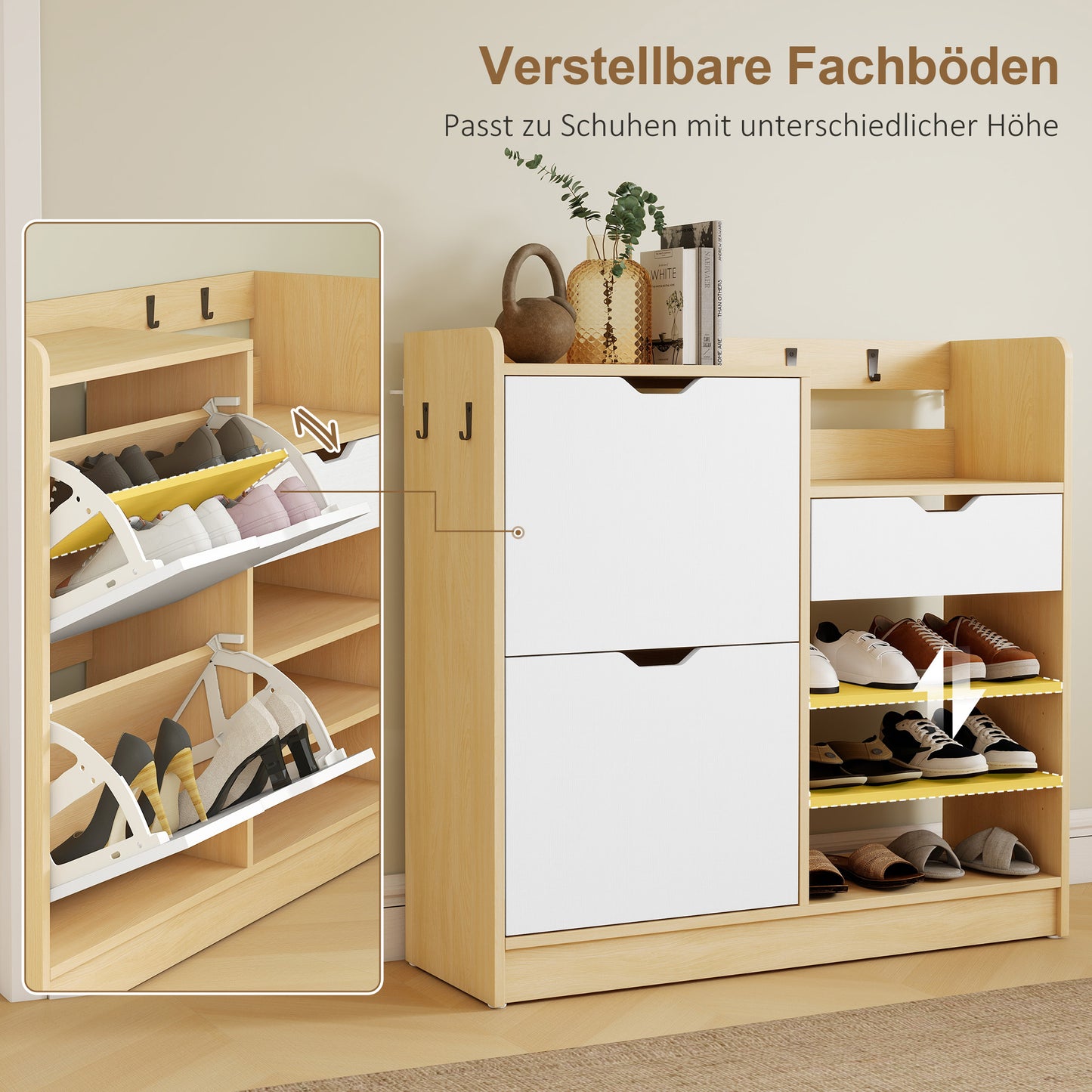 Schoenenkast – Schoenenrek – Schoenopberger – Halmeubel – Schoenenkastje – Natuurlijke Uitstraling – Kantelbare Lades