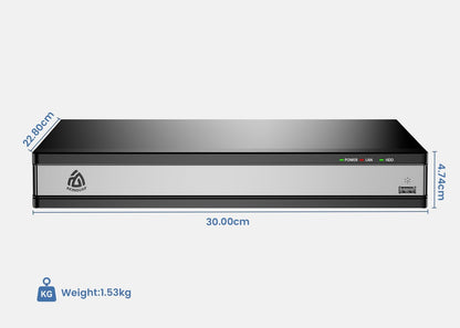 16-kanaals 4K PoE NVR CCTV-camerasysteem Network Video Recorder met 4TB-harde Schijf Ondersteunt 8MP 5MP 2MP IP-camera, Veiligheid 24/7 Opname, Werken met AKINGUAR PoE-camera's