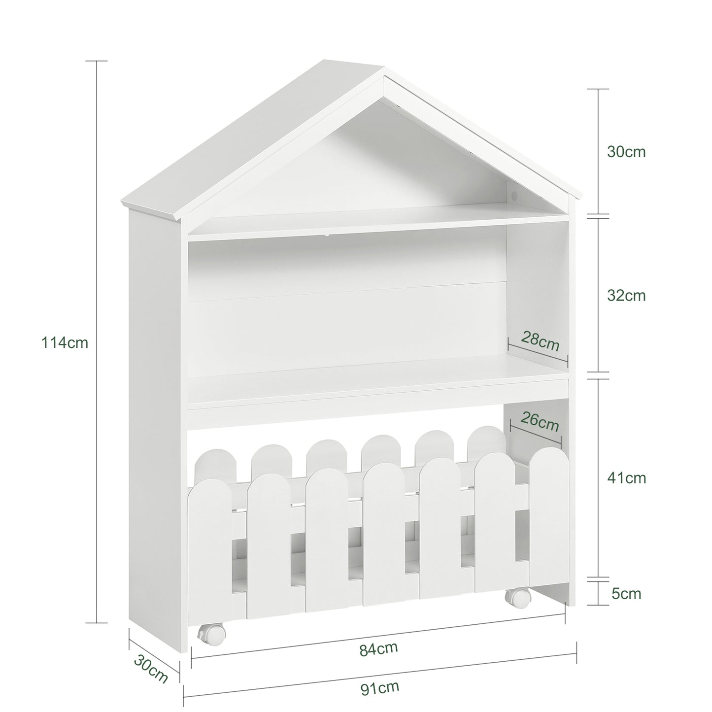 Boekenkast – Boekenrek – Vakkenkast – Opbergkast – Kinderboekenkast – MDF Wit – 91x30x114 cm – Draagvermogen 25 kg