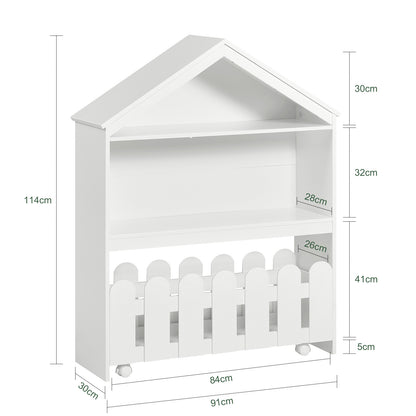 Boekenkast – Boekenrek – Vakkenkast – Opbergkast – Kinderboekenkast – MDF Wit – 91x30x114 cm – Draagvermogen 25 kg