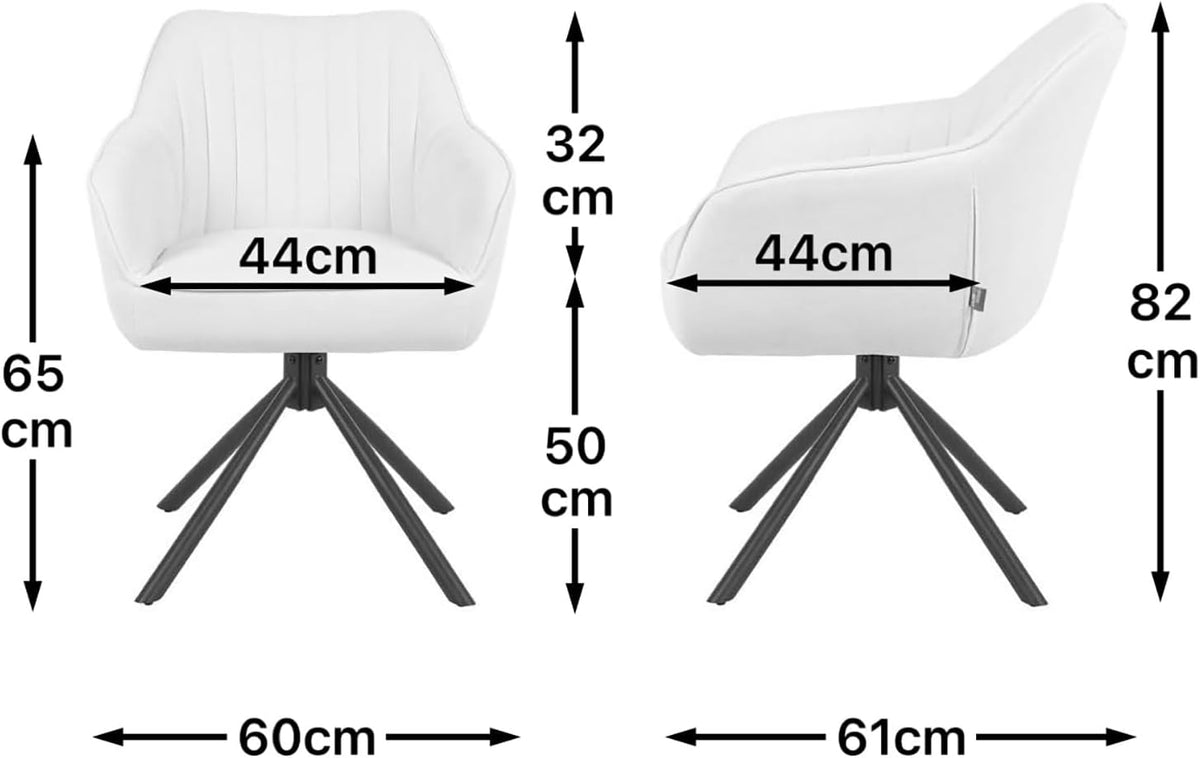 DUBI Möbel Dining Room Chairs Set of 2, 360° Swivel with Pocket Spring, High Seat Comfort, Load Capacity up to 150 kg, Suede Look Brown, Robust Metal Cross Frame, Modern Design, Mika-Maya - QUORE