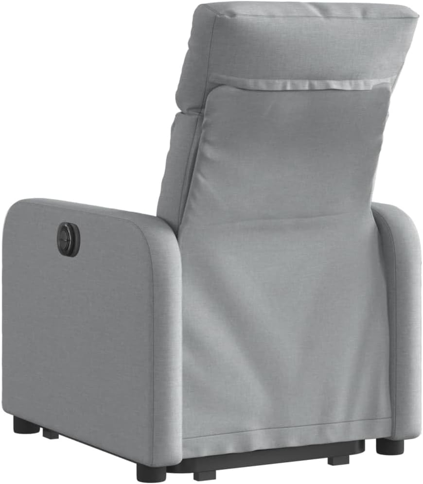 Relaxstoel Met Opstahulp – Tv-Stoel – Ligstoel – Enkelvoudige Relaxstoel – Verstelbare Stoel – Elektrische Opstahulp – Handmatig Kantelsysteem – Lichtgrijze Polyester Stof