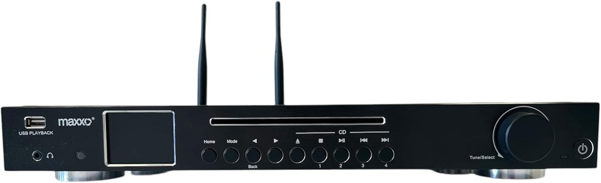 Maxxo TR04CD Hi-Fi Tuner, digitale radio met DAB+, FM, internetradio, cd-speler, bluetooth, wifi, Spotify, USB, UPnP, RDS, 2,4 inch kleurendisplay, wekker, afstandsbediening, zwart