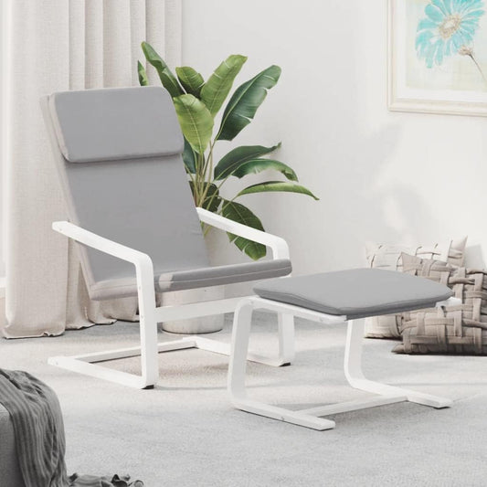 Relaxstoel – Kruk – Stofstoel – Cocktailstoel – Televisiestoel – Lichtgrijs – Massief Berkenhout Frame – Afneembare Wasbare Hoezen