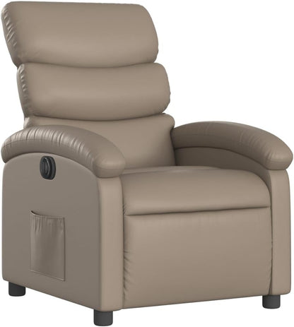 Elektrisch Verstelbare Fauteuil – Relaxstoel – Loungechair – TV Stoel – Relaxfauteuil – Kunstleer Cappuccino – Elektrische Verstelling Tot 135° – Zijvak & Duurzame Constructie