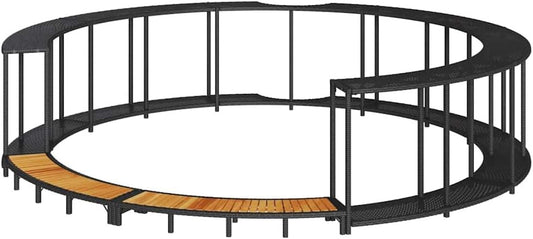 vidaXL Hot Tub Surround Storage Wooden Step Pad Poly Rattan Black,Spa Surround,Outdoor Hot Tub Enclosure,Round Hot Tub Round,Hot Tub Enclosure - QUORE
