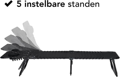 Brixy Sunbeds (set of 2) - Foldable - Includes Pillow - Sun beds - Sun loungers - Adjustable - Garden - Weatherproof - Anthracite - QUORE
