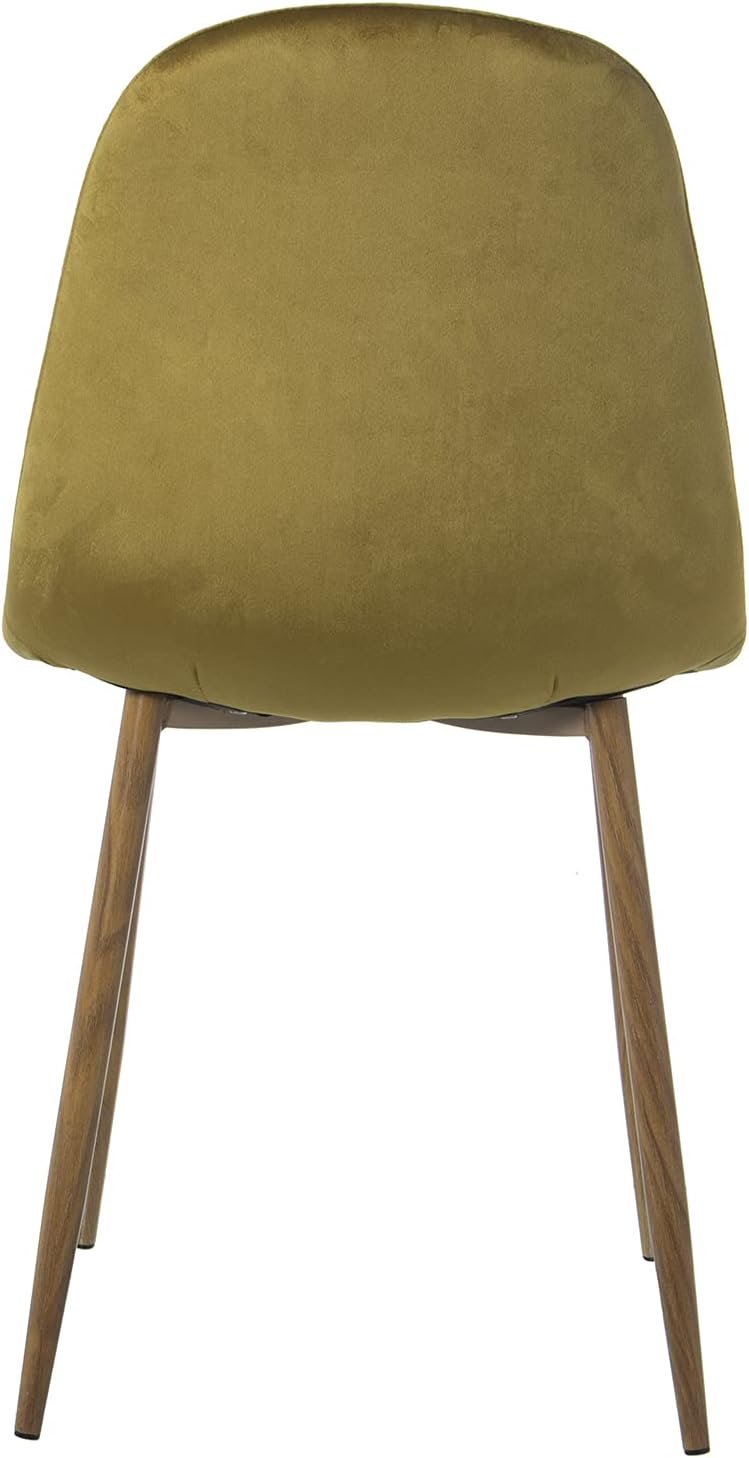 DRW Set van 4 stoelen van hout en metaal, gewatteerd, groen, 44,5 x 47 x 89 cm, zithoogte 47 cm