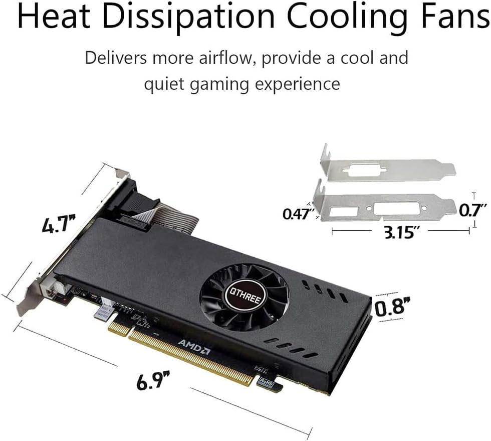 Radeon RX 550 Grafische kaart, 4GB GDDR5 128-bit, laag profiel, DisplayPort 1.4 HDMI DVI-D Dual Link, PCI Express 3.0 x8, Desktop Gaming grafische kaart voor pc, DirectX 12, Computer GPU