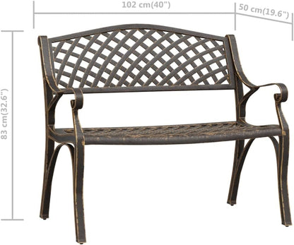 Loungebank – Zitbank Outdoor – Tuinbank – Lounge Meubel – Zonnebed – Gietaluminium – Weerbestendig – Compact 102 cm – Bronzen Design
